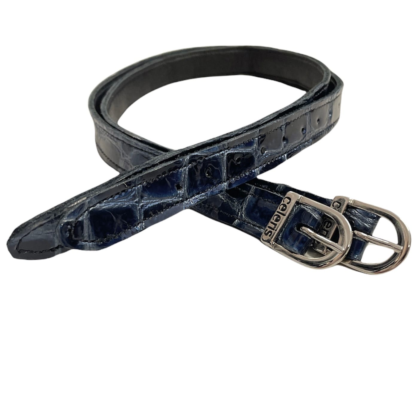 Spur Straps - Patent Blue Croc