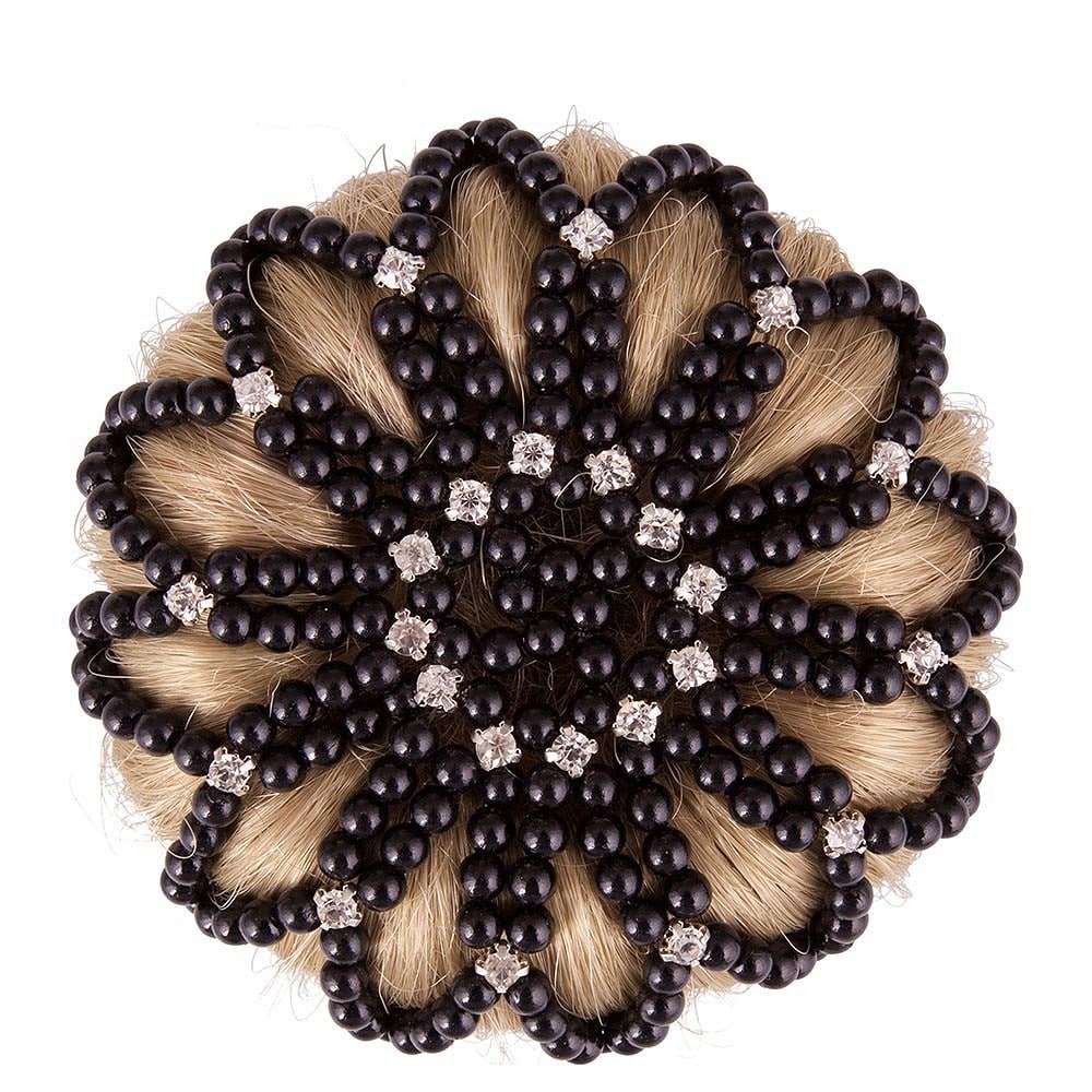 Hair net pearls with crystals - Black
