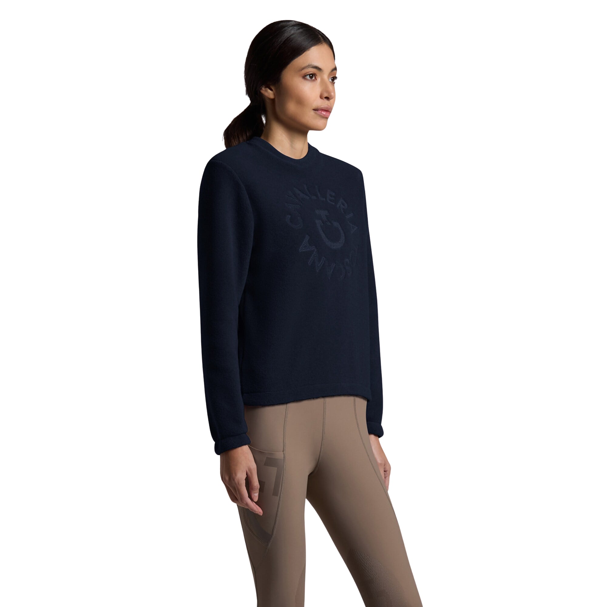 Mjuk marinblå tröja i borstad fleece från Cavalleria Toscana.