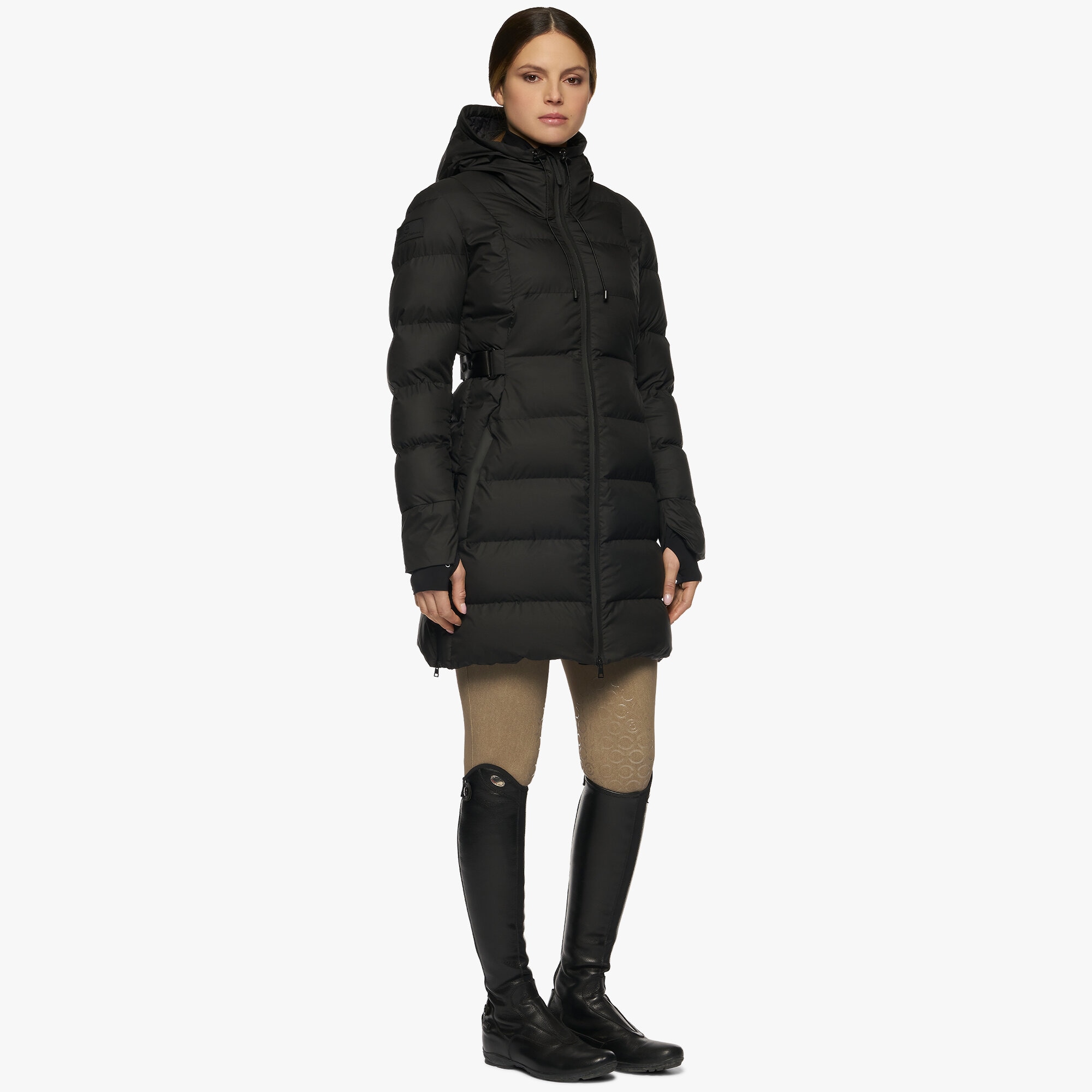 Belted Quilted Coat - Svart