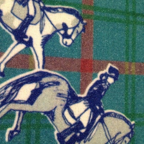 Riding Socks - Blue Plaid Horses