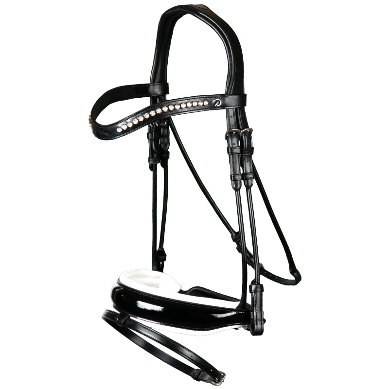 Round Sewn Bridle - Black/White - Full