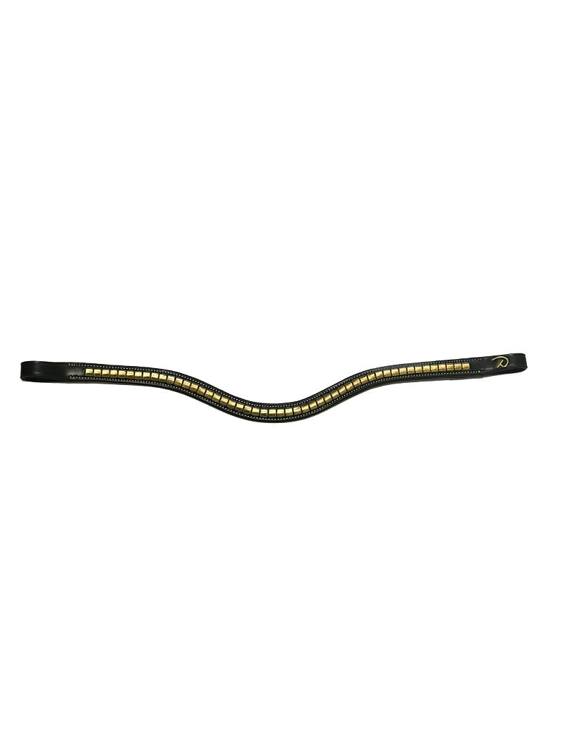 Curved Browband With Clinchers - Black/Brass