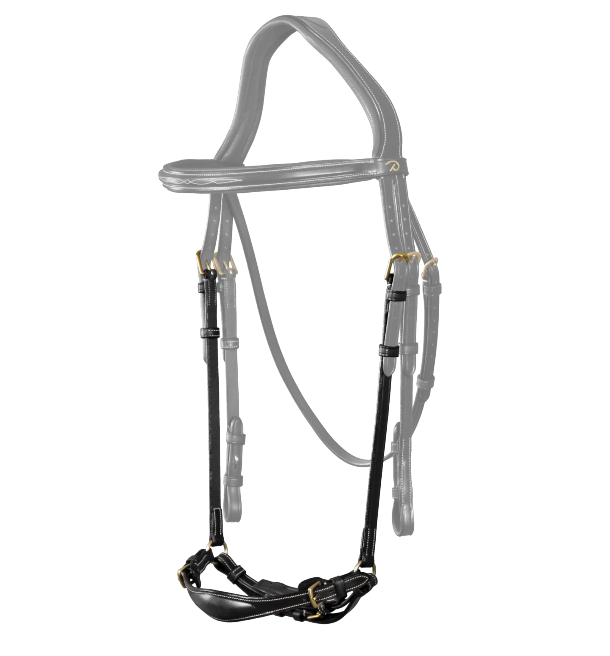 Drop noseband without headpiece - Black/White seams