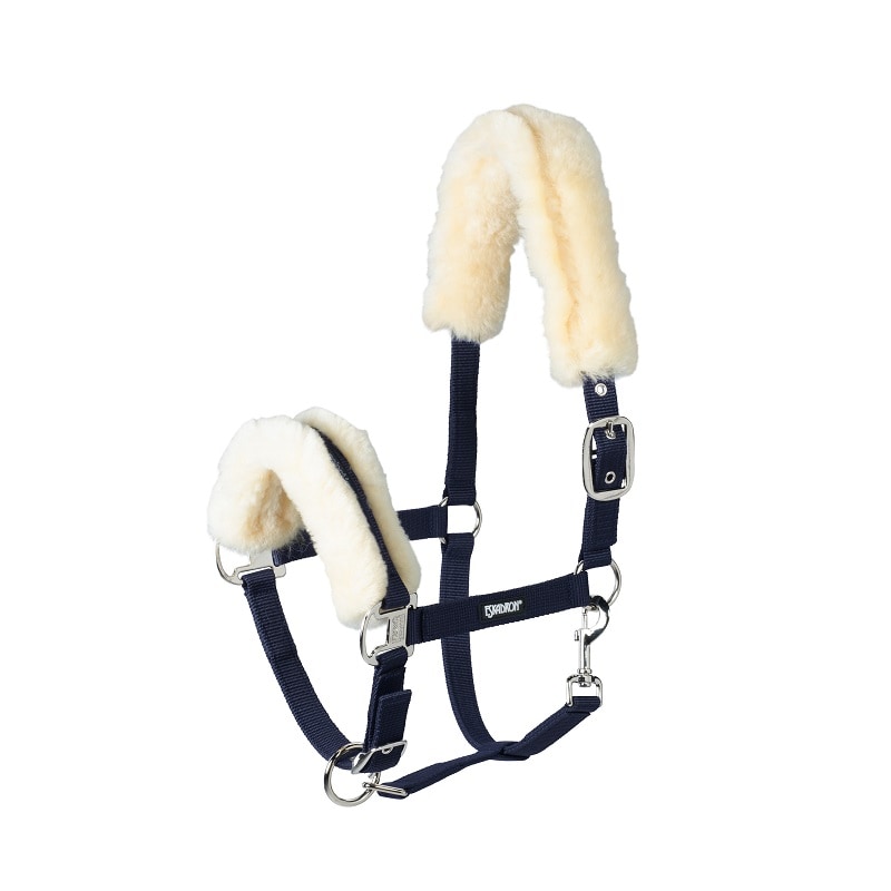 Headcollar with sheepskin - Navy