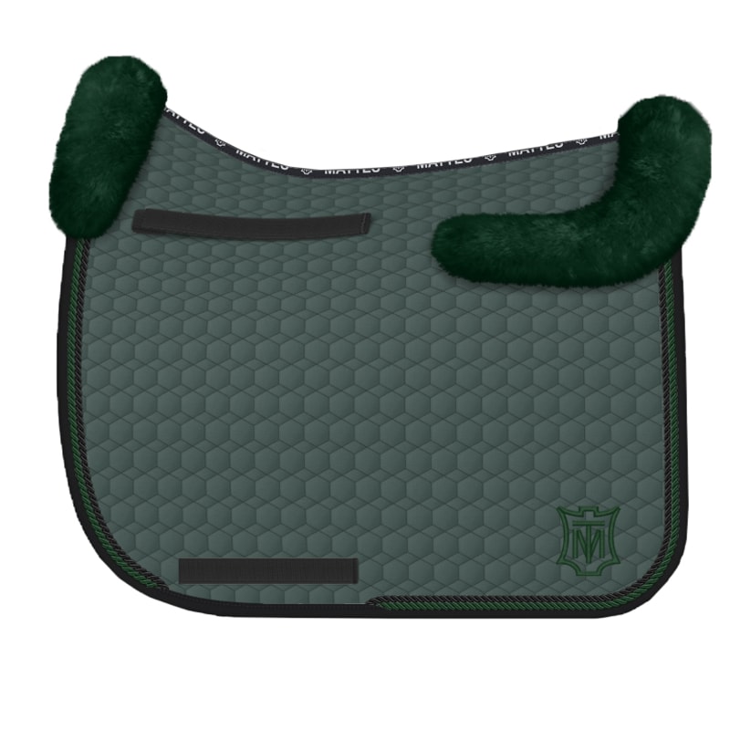 Sheepskin Dressage Saddle Pad - Racing Green Logo