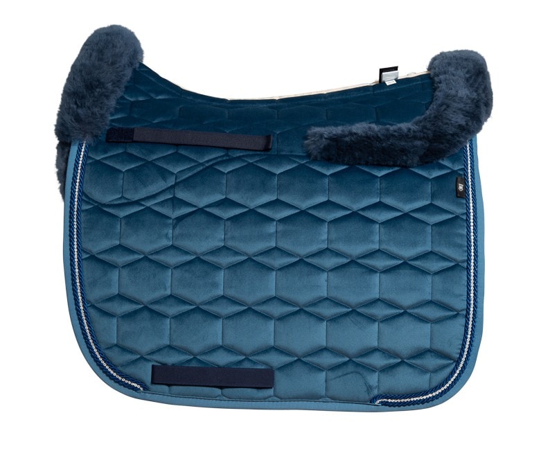 Sheepskin Saddle Pad DR - Cornet Blue velvet/rhinestone