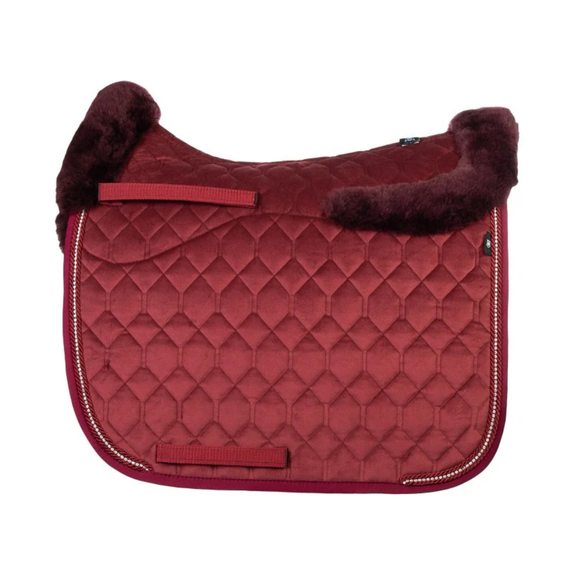 Fårskinnsschabrak Crystal Dressyr - Ruby Red/Blueberry