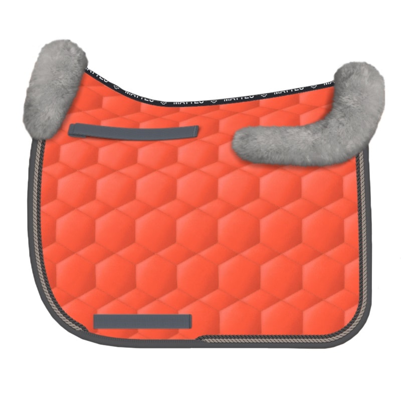 Sheepskin Saddle Pad DR - Orange/Grey