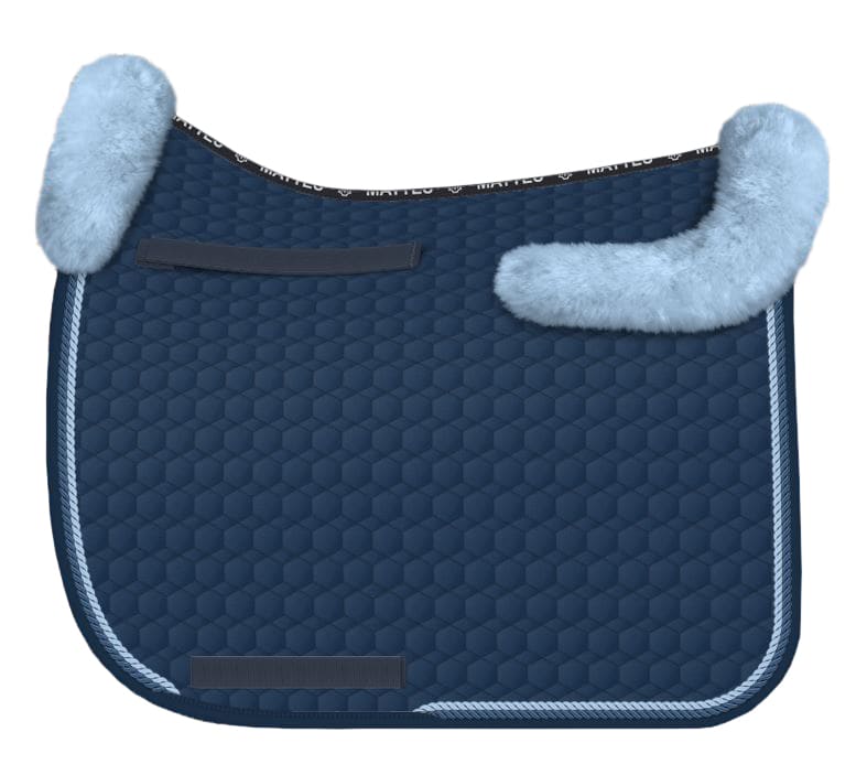 Sheepskin dressage saddle pad - Blue