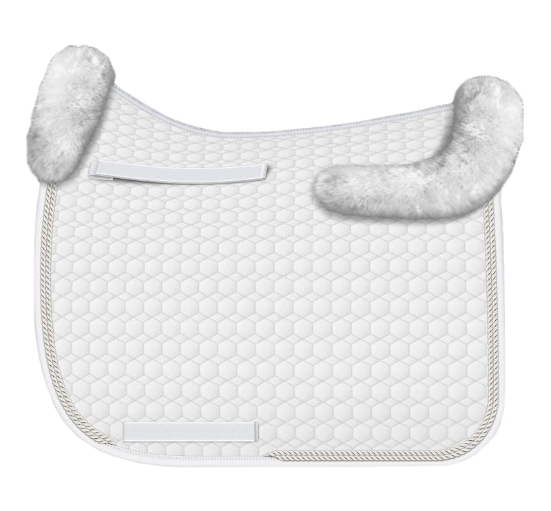 Sheepskin dressage saddle pad - White