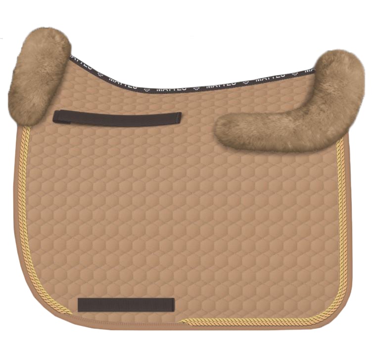 Sheepskin dressage saddle pad - Sand