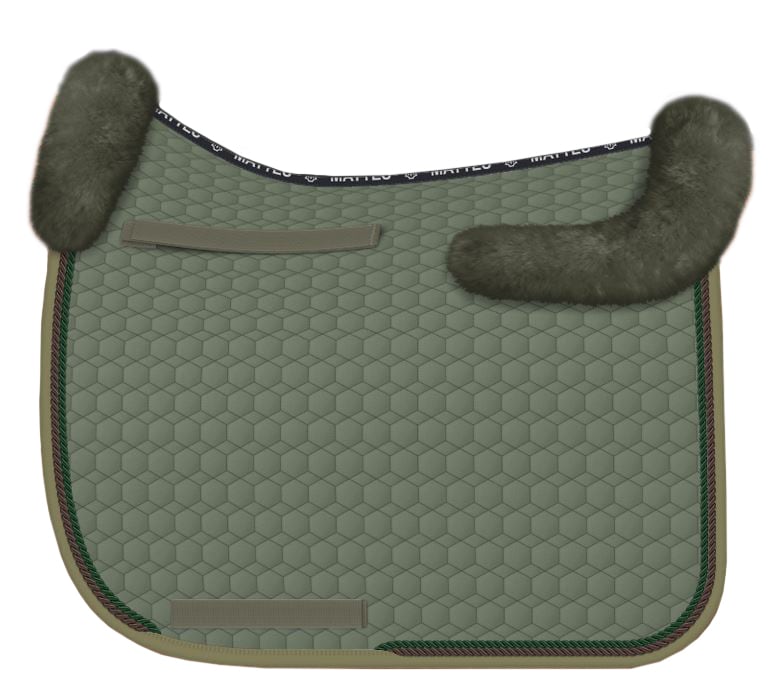 Sheepskin dressage saddle pad - Khaki