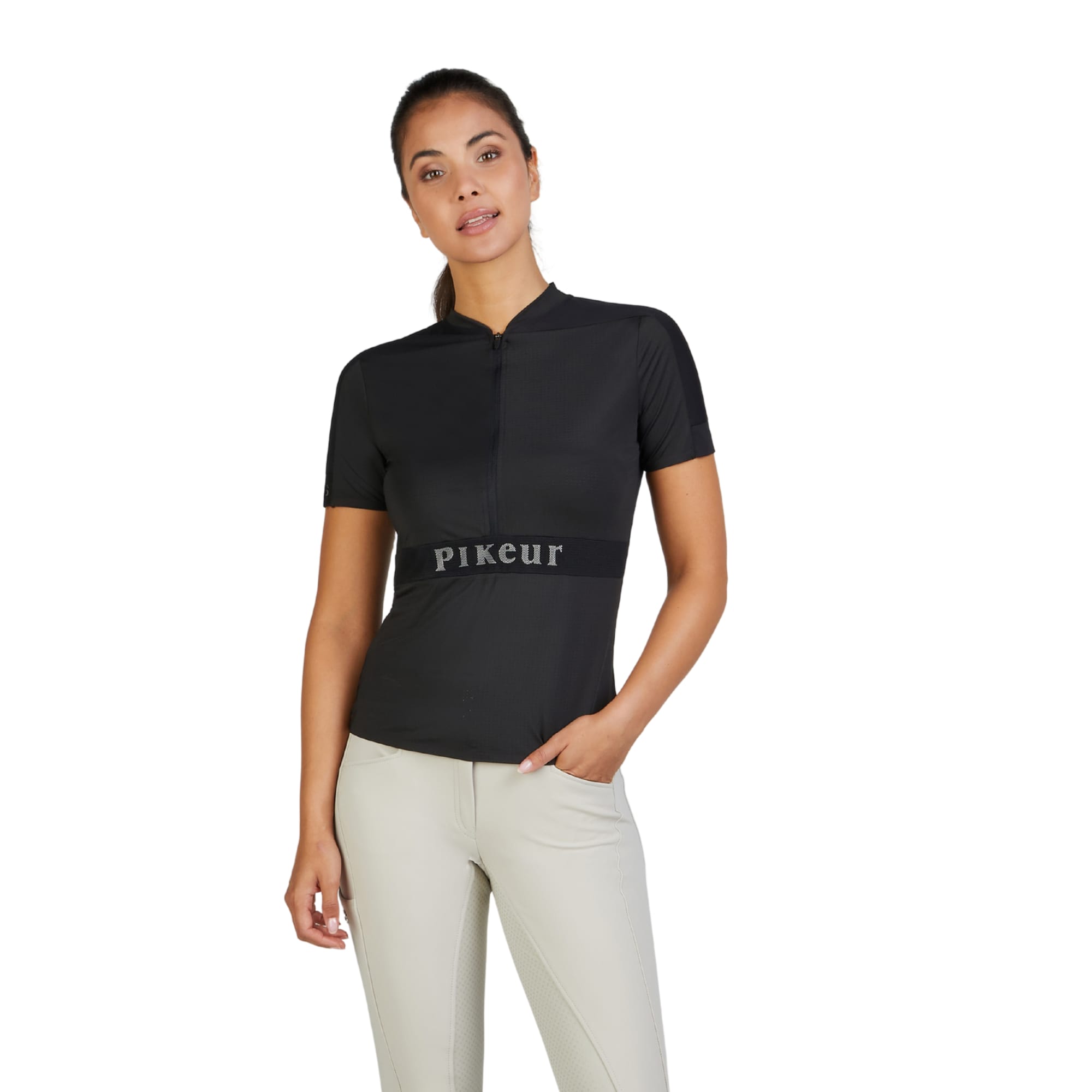 Pikeur Mesh Zip Shirt - Black - 38