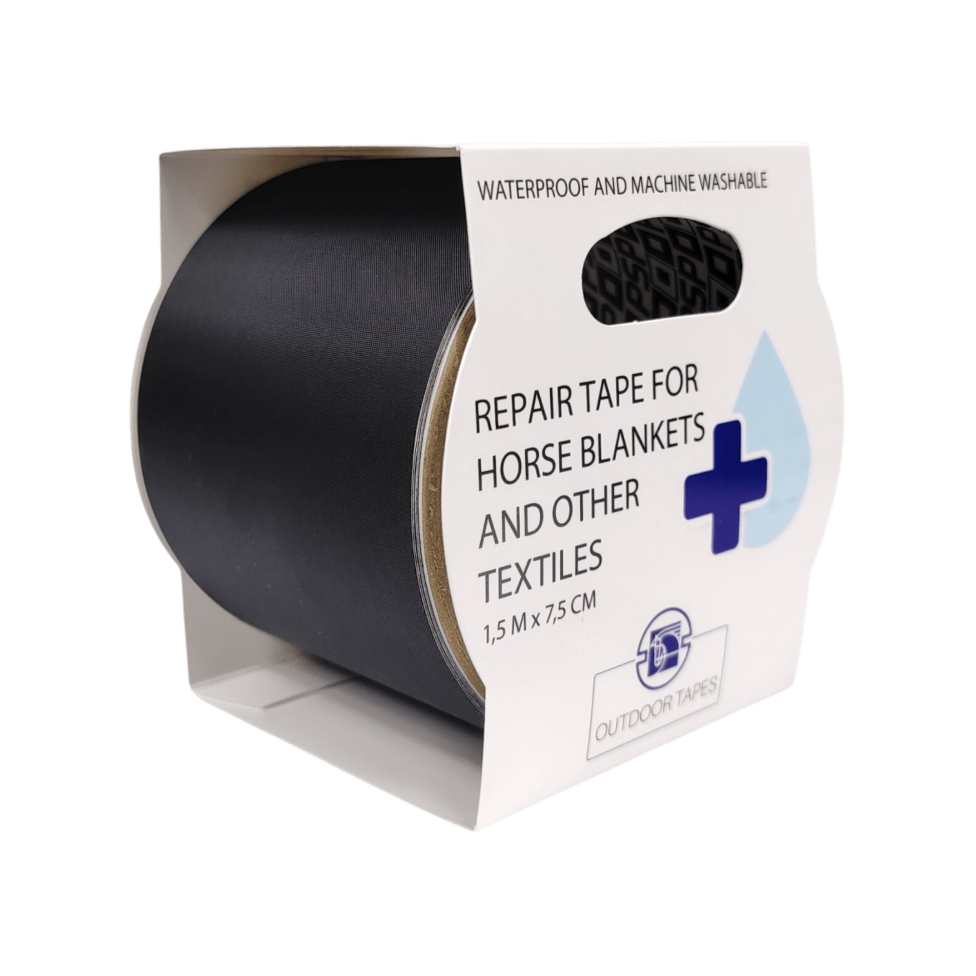Svart lagningstejp för hästtäcken