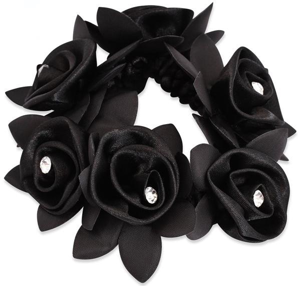 Diamond Rose Scrunchie - Black