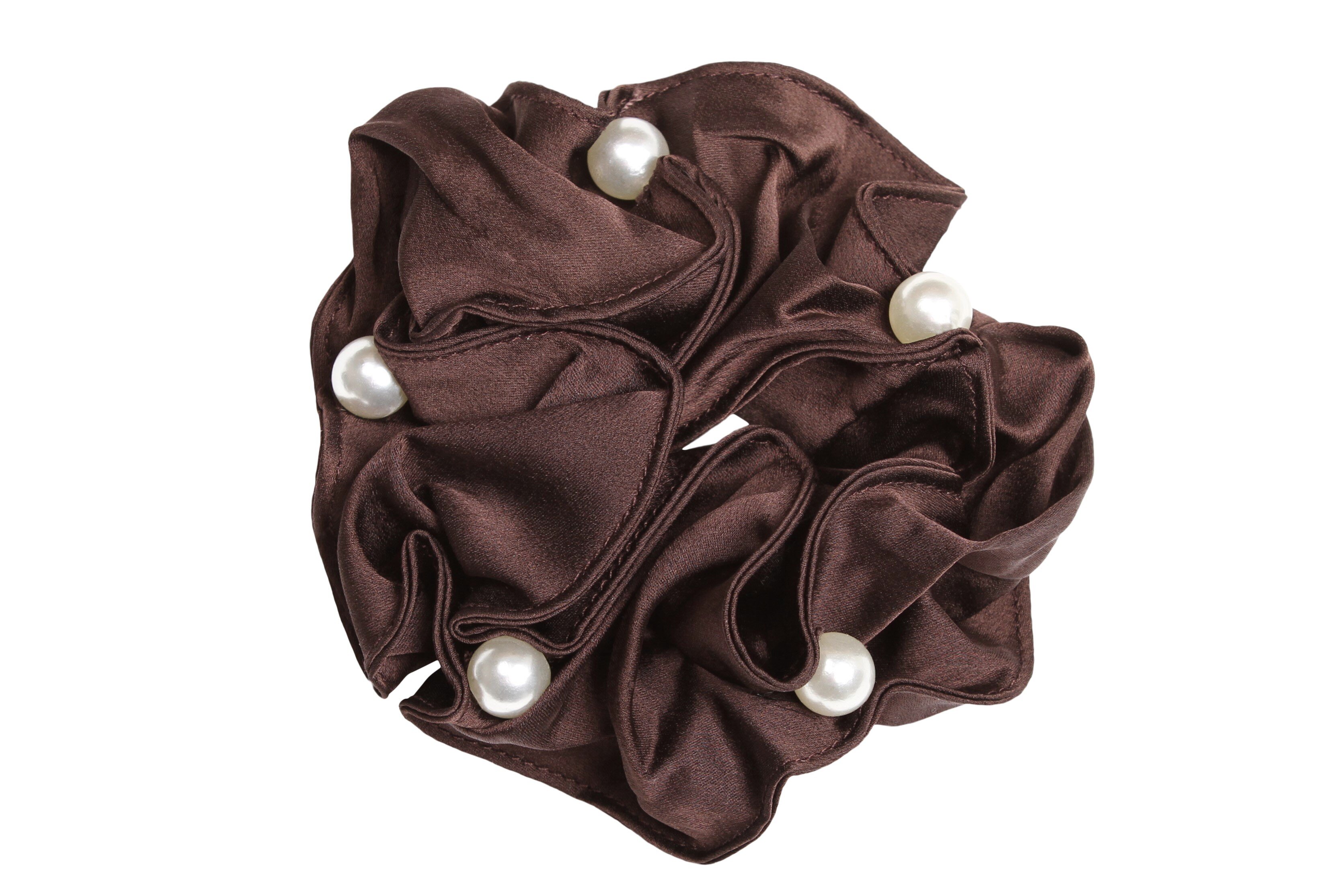 Satin Pearl Scrunchie brun