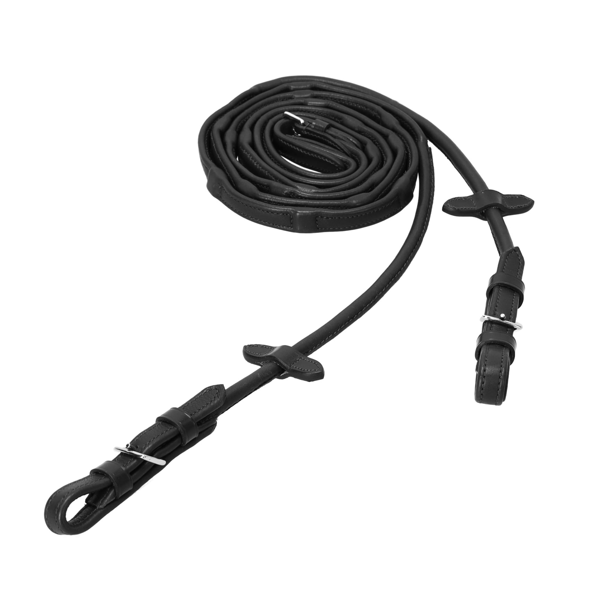 Durasoft RS Leather Reins - Espresso/Silver