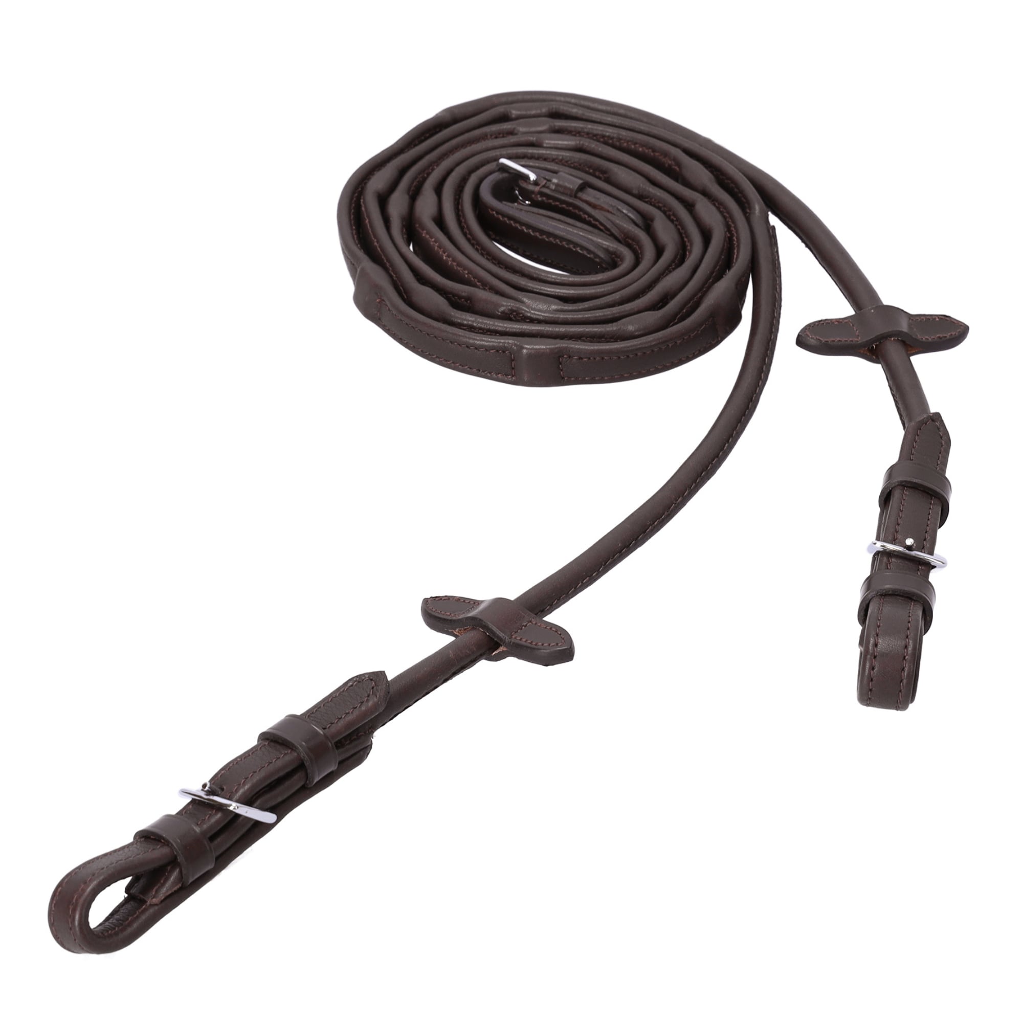 Durasoft RS Leather Reins - Black/Silver