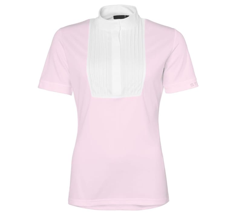 Rosa tävlingsskjorta med vitt plisserat bröst modell Anna från Stierna Hogsta Ridsport
