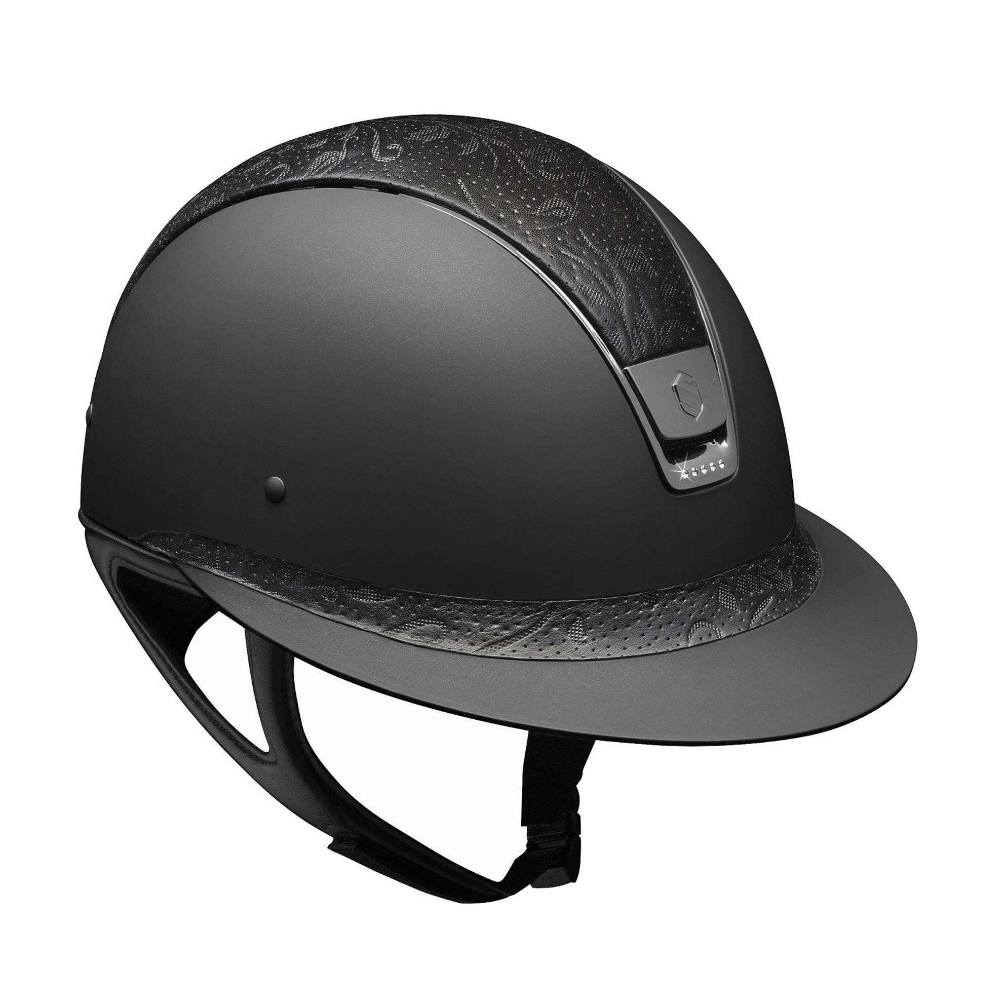 Samshield Riding Helmet Miss Shield Shadowmatt Band Crystal Fabric  Swarovski Metal Eclipse Chrome Black in black