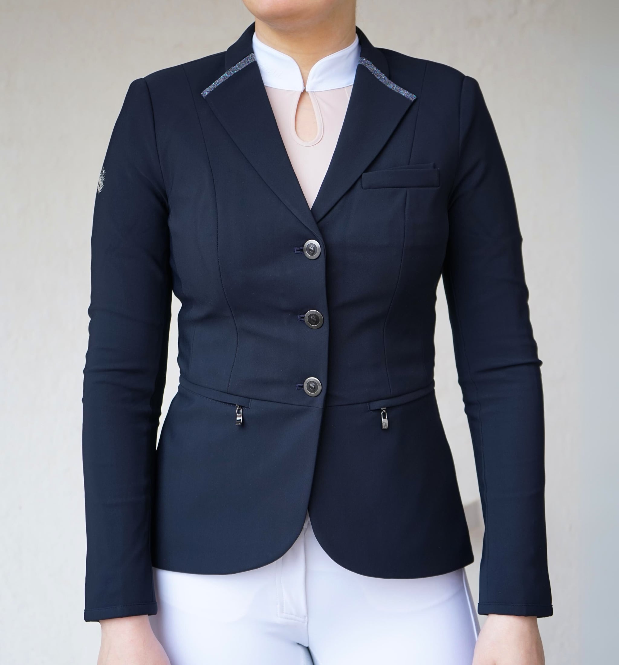 Victorine Crystal Fabric P24 Competition Jacket - Navy